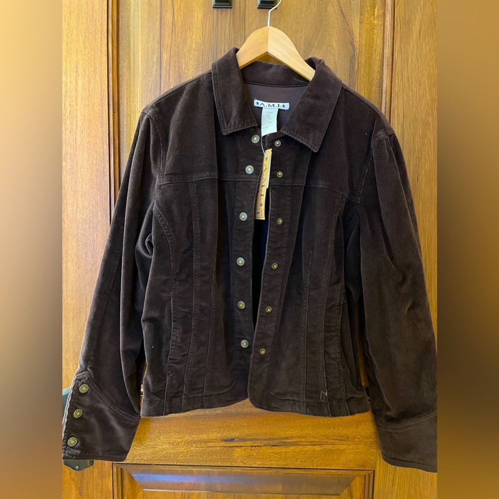 AMI Vintage Women’s Corduroy Jacket in Chocolate Brown Size L
